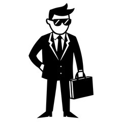Obraz premium Man in suit with briefcase silhouette vector