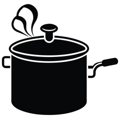 Pressure Cooker with Steam Vector – Hot Kitchen Appliance Illustration for Cooking & Food Design