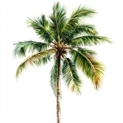 Isolated tropical palm tree against white background