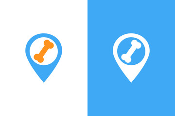 Bone and map pointer logo combination. Unique orthopedic logotype design template.
