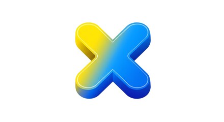 Obraz premium Isometric Cross Symbol Blue and Yellow