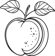Simple black and white illustration of orange and peach fruit outlines in a clean line style great for citrus themed decor kitchen visuals and healthy product branding