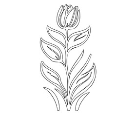 Monochrome floral art nouveau-inspired linear creation with abstract aesthetics