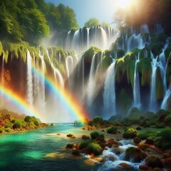 Rainbow Waterfall through the mist