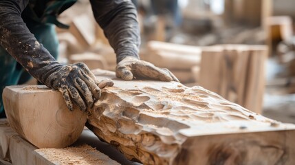 Carpenters assembling wooden beams at a construction site. Featuring teamwork and precision