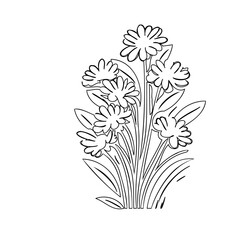 Minimalist daisy bouquet illustration with fine line art for decorative purposes