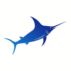 Blue Marlin vector silhouette illustration isolated on white background