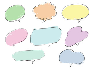 手描きあしらいセット　吹き出し　カラフル　ナチュラル