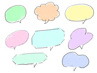 手描きあしらいセット　吹き出し　カラフル　ナチュラル