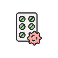 Chemotherapy pill colored icons, minimalist vector illustration ,simple transparent graphic element .Isolated on white background