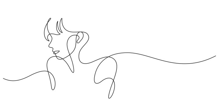 beauty woman posing one line drawing