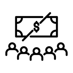 poverty outline icon. no money black line illustration.