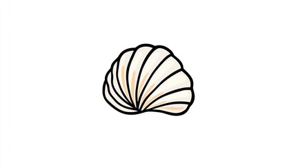 Fototapeta premium Seashell art for kids, illustration of aquatic life drawing on white background
