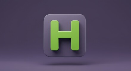 Fototapeta premium Letter H Green Icon on Rounded Square