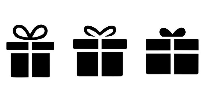 Gift box icon set isolated on white background, Christmas gift symbol vector.