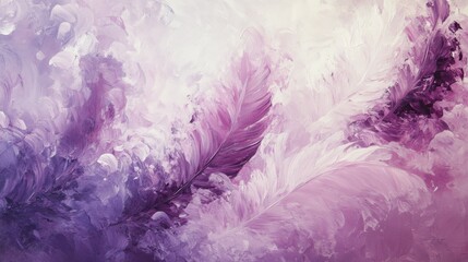 Fototapeta premium Serene Pastel Feathers: Elegant Softness in Light Pink and Purple Hues
