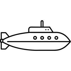 Submarne vector line art on white background