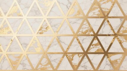 Luxury Golden Triangles on Marble Abstract Background