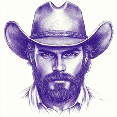 Western Stare is a portrait that showcases a rugged cowboy in a classic hat and attire, with an intense and captivating gaze that draws the viewer in