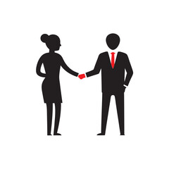 Fototapeta premium Two Businesspeople Shaking Hands Silhouette Partnership Vector Icon