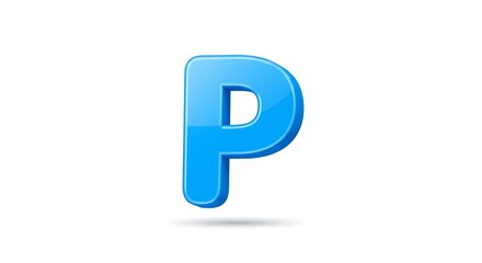 Blue Letter P Glossy Style