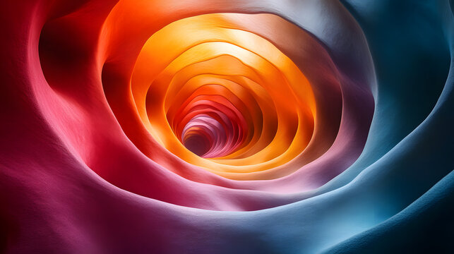 Spiralf&ouml;rmige Farbschichten in leuchtender Farbkomposition
