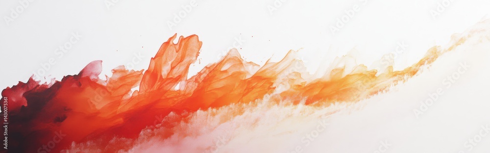 Poster Abstract white canvas featuring a vibrant pencil stroke, transitioning from deep red to a luminous orange gradient, creating an ev