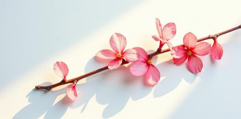 Wavy branch on white surface with soft light reflections, watercolor, abstract, texture