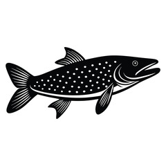 Fototapeta premium northern pike fish black silhouette vector pike fish illustration