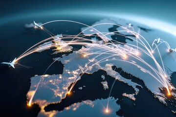 Global air travel network map