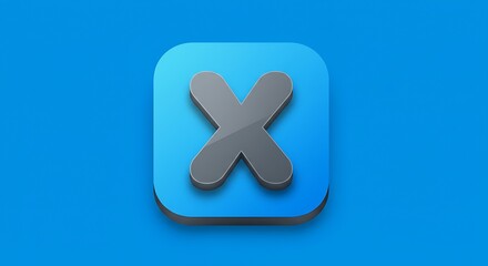 Obraz premium Cross Mark on Blue Rounded Square