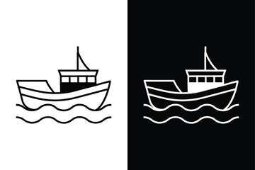 Boat Vector Icon. Marine Transport Symbol in Black & White