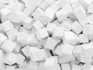 崩れ落ちる白い立方体 – 3DCG