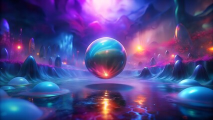 Abstract space design with glowing blue lights and shiny stars