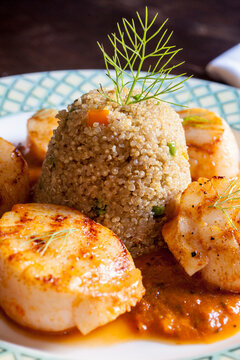 Scallop and quinoa dish