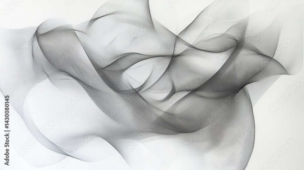 Poster Subtle pencil strokes and curved shapes in soft monochrome create a captivating abstract piece