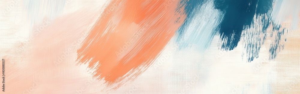 Poster abstract background of soft pencil strokes with frayed edges in pastel orange and teal on a canvas-l