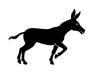 donkey vector silhouette illustration isolated on white background