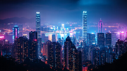 hong kong skyline at night