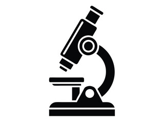 This is a vector illustration of a microscope, a scientific instrument used in laboratory research and biology, shown as a symbol on a white background