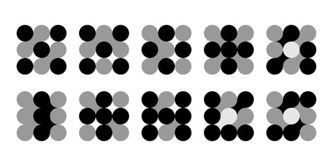 Metaball neuron logo, molecule and atom circle stucture concept. Neuron links in brain liquid blobs and nucleus medical pattern. Artificial fluid shape integrated into organic forms. Wavy energy line