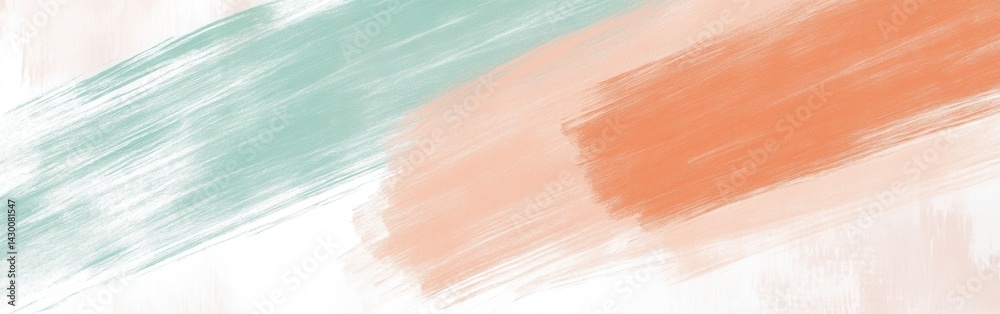 Aufkleber Abstract brush strokes art: A pastel color minimalist design with teal, peach and white paint creating a modern textured background.