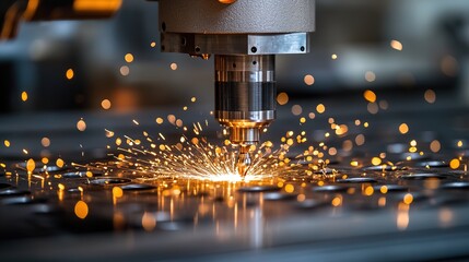 Industrial Metalworking Process with Sparks