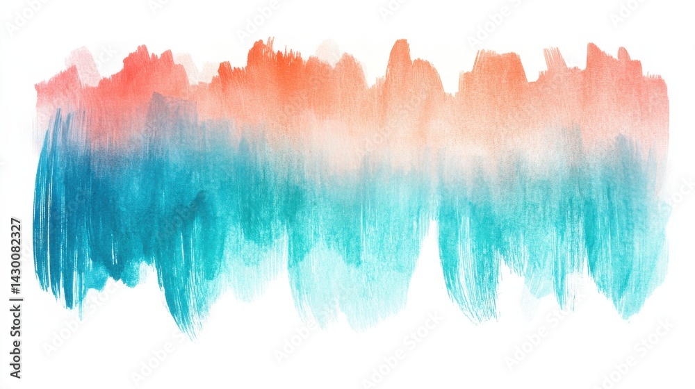 Aufkleber faint pencil strokes transition from teal to coral on white background create dreamy artistic textur