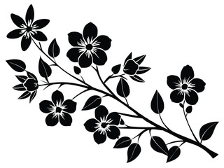 Black and white floral vector design with seamless flower and leaf pattern for wallpaper decoration in nature art