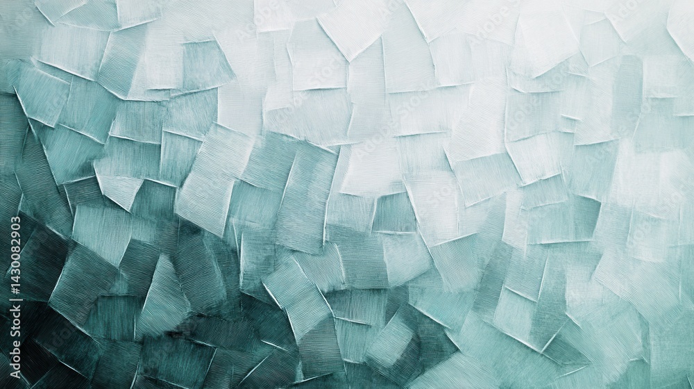 Poster elegant pencil strokes gradient featuring fragmented geometric shapes, modern art background in teal