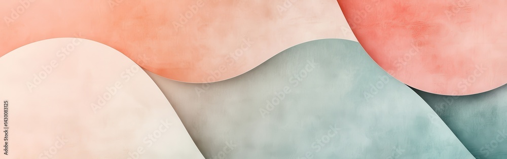 Leinwandbilder Elegant pastel backdrop of mint and coral arcs softly dissolving into each other, creating a soothing and tranquil artistic composition.