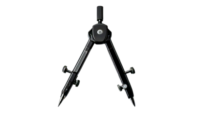 black Drawing Compass: Precision Instrument for Geometry, Architecture, and Design on a solid white background