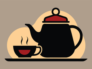 Vintage teapot and cups, a porcelain object for hot tea, an illustration or icon of a kitchen beverage