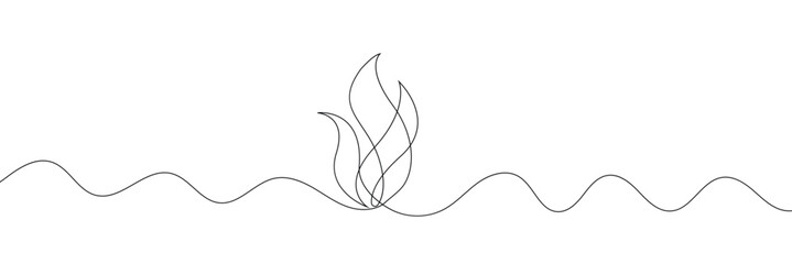 Fire one continuous line drawing. Abstract black and white minimal single line art, Flame in continuous one line drawing. Fire icon concept. EPS 10 . 